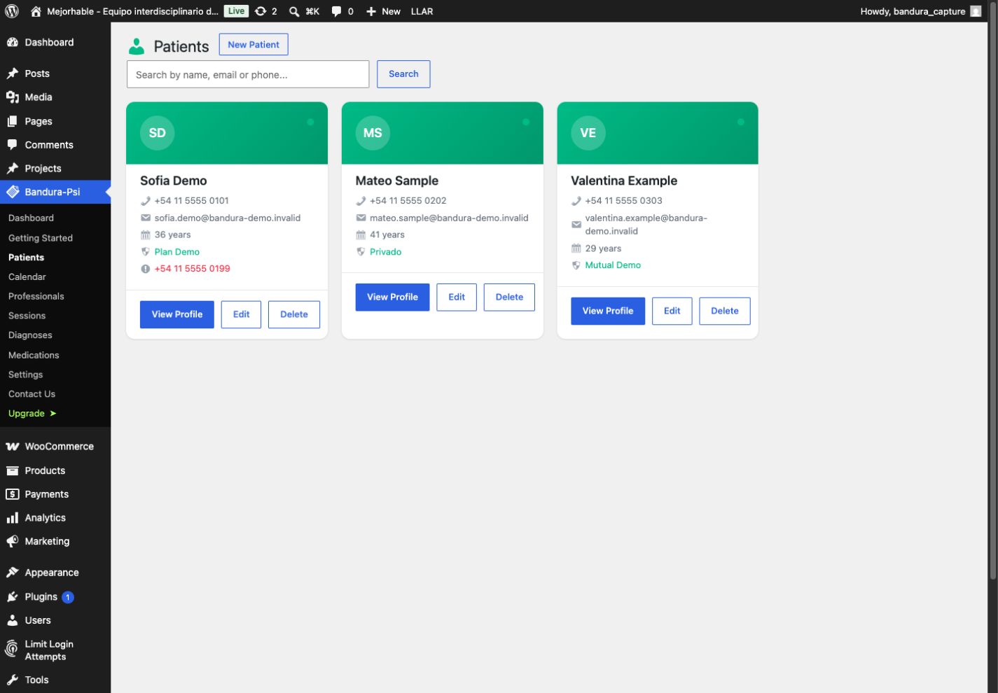 Software para psiquiatras en WordPress — Bandura PSI